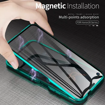 Magnetické Kovové puzdro na Huawei P20 P30 Mate 20 X 10 Česť 20 10 Pro Lite 8x 20i V20 Nova 5 5i 4e 3e P Smart Plus Z Y9 2019 Kryt