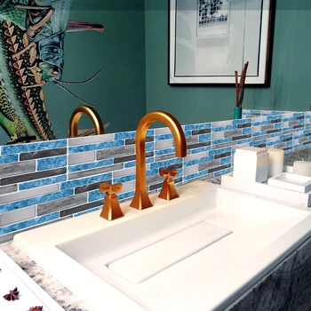 3D Mozaika Steny Dlaždice Nálepky kúpeľňa Kuchyňa Nálepky Blue Gray