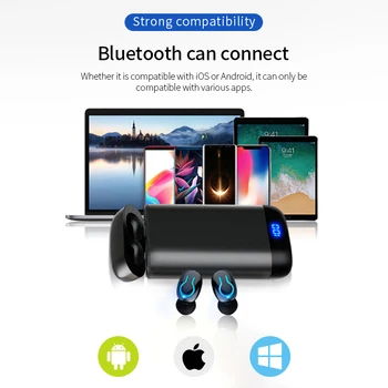 Q66 Bezdrôtový V5.0 Bluetooth Slúchadlá Športové Nepremokavé HD HIFI Stereo Mini TWS Slúchadlá S Duálny Mikrofón 6000mAh PowerBank Prípade