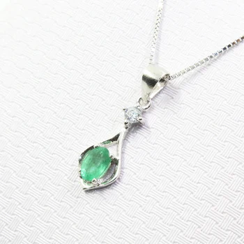 Jednoduché emerald prívesok pre office lady 4 mm*6mm prírodné Zambia emerald strieborný prívesok & náhrdelník pevné 925 silver emerald šperky
