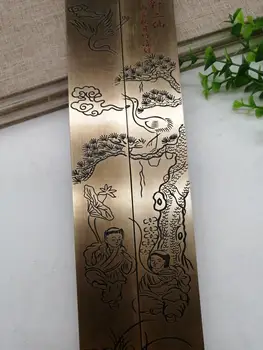 Čína maľovanie kaligrafie pomocný nástroj kovové remesiel Paperweight-twin genii On-On -hmotnosť Papiera domova
