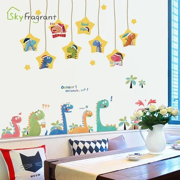 Roztomilý malý dinosaurus stenu, nálepky zmes samolepiace deti miestnosti dekorácie spálňa decor domov pozadí steny dekor