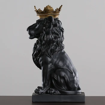 4 Farebné Tvorivé Golden Lion Crown Socha Moderné Živice Black/White Zvierat Figúrka Domáce Dekorácie Ploche Remesiel Socha