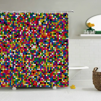 Farebné Geometrie Sprchový Záves 3d Kúpeľňa Záves S Háčikmi Dekoratívne rozdelenie Obrazovky 180*240 Polyester Umývateľný Handričkou