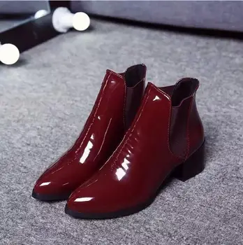 2020 Nový Príchod Módne Topánky Ženy Topánky Elastický Patent Kožené Členkové Topánky Poukázal Na Nízkom Podpätku Topánky Žena Sexy Topánky