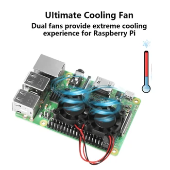 Aokin Pre Raspberry Pi 4 Model B Dual Ventilátor Chladiča Ultimate Dvojité Chladenie Ventilátory Chladnejšie Voliteľné Pre Raspberry Pi 3/3B+/4B