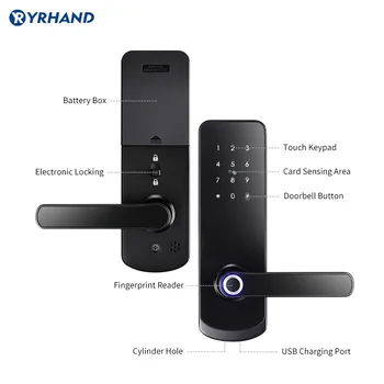 Fingerprit Elektronické zámky Dverí s APP a WIFI Smart Touch Screen Lock Digitálny Trezor Kód Blokovanie Západka Pre Domáce Hotelový Apartmán