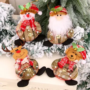 4pcs Vianočné Ozdoby Malé Handričkou Santa Claus Elk Sobov Bábika Visí Vianočný Strom Dekorácie Firmware Nový Rok Dekor 2021