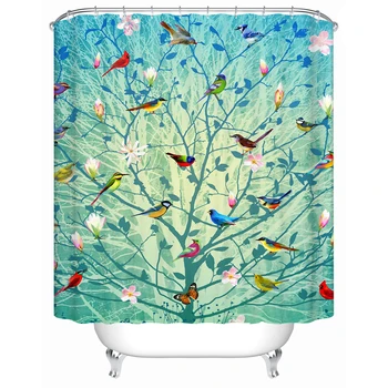 Krásny Vták Stojí na Strom Eco-Friendly Sprchový Záves Kúpeľňa Opony Prijateľné Vlastné Nepremokavé Sprchový Záves