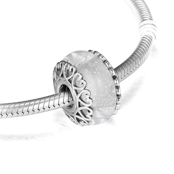 CKK Dúhové Biele Sklo Kúzlo Perličiek Fit Originálne Náramky mincový striebro šperky žena DIY korálky pre šperky robiť
