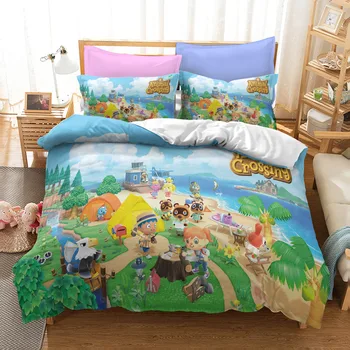 Hra Animal Crossing 3D Roztomilý posteľná bielizeň Nastaviť Dospelých, Deti Perinu Twin Set Plný Kráľovná King Size Posteľ Obliečky Obliečky Dropshipping