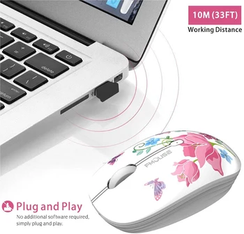 M101 Wireless Mouse 2.4 G Roztomilý Tichý Optická Cestovná Myš s USB Prijímač 1600DPI 3 tlačidlá pre Notebook Notebook Macbook