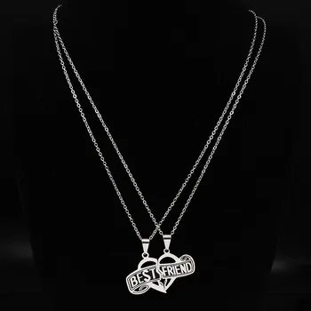 B Priateľov z Nehrdzavejúcej Ocele Náhrdelníky Muži Ženy Čierny Smalt Srdce najlepšími priateľmi Prívesok Náhrdelník Šperky collares N1866S01