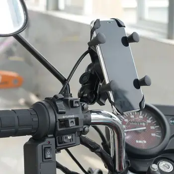 Veľkoobchod Motocykel Mobilný Telefón Grip Svorka, Stojan Držiak Mount Držiak s Nabíjačku USB Zásuvka pre Smartphony