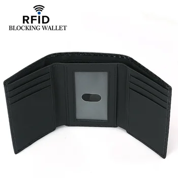 Nová karbónová Slim Kreditnej Karty Držiteľ Tenké RFID Tri-fold Peňaženky PU Kožené vodičský Preukaz Kryt Držiak Pre Mužov Karty Peňaženky
