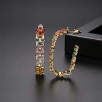 LUOTEEMI Luxusné Farebné Hoop Náušnice pre Ženy Výročie Módne Šperky Strany Boucles D Oreille Femme Bijoux Vianočný Darček