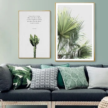 Nordická Zelená Prírodné Kaktus Wall Art Print Plátne, Plagát, Maľovanie Škandinávskych Dekoratívne Obrázky na Obývacia Izba Domova