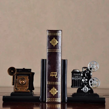 Retro Fotoaparát Bookend Film, Filmový Projektor Čierna Strieborná Zberateľská Projekt Creative Skrinka Vintage Šperky študovňa Štúdia Ho
