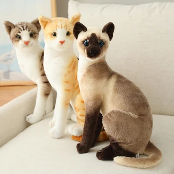 Plnené Likelike Siamské mačky Plyšové hračky simulácia Americký Krátkosrstá Roztomilé Mačky, Pet Doll Hračky Domova Darček Pre Deti narodeniny
