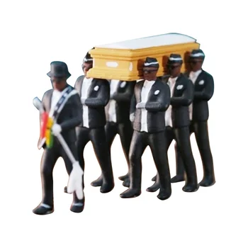 1:64 Vysokej Simulácia Plastové Ghana Pohrebu Rakva Tanec Pallbearer Tím Modelu Vynikajúce Spracovanie Akcie Obrázok Auto Dekorácií