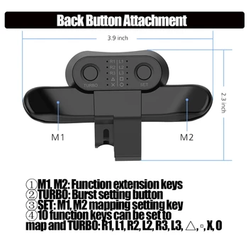 Rozšírené Gamepad Tlačidlo Späť Upevnenie Ovládača Zadné Tlačidlo S Turbo Kľúč Adaptér Pre PS4 Herný ovládač Príslušenstvo X6HA