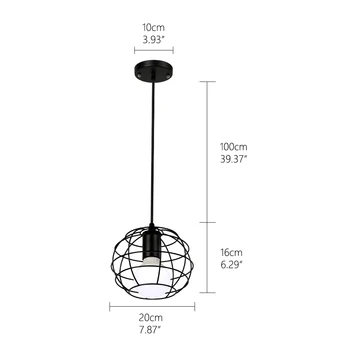 Retro loft priemyselné železnej klietky prívesok svetlá E27 110V 220V LED čierne lampy pre kuchyne, obývacej izby, spálne, chodby reštaurácia