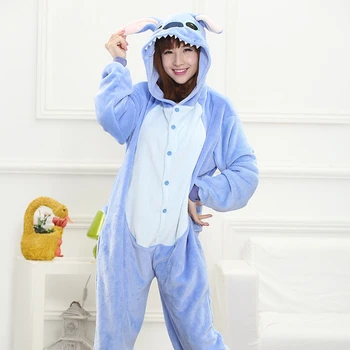 Modrá Steh Dospelých Kigurumi Onesie Ženy Zvierat Maškarný Kostým Mäkké Anime Cosplay Onepiece Zimné Jumpsuit