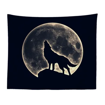 Vlk a Kôň Mesiac Vytlačené Stene Visí Gobelín Dekor Polyester Záclony Plus Dlhý Stôl Kryt Pláži Mat