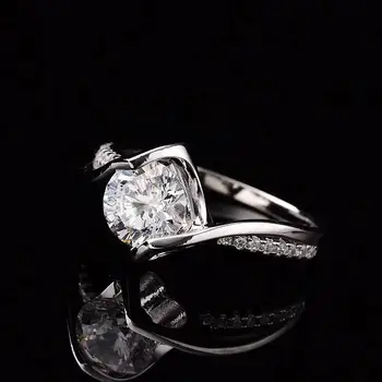 0.5-1ct Moissanite Krúžky Angel Kiss Diamond D Farba S925 Sterling Silver White Gold Plated Ženy Jemné Šperky