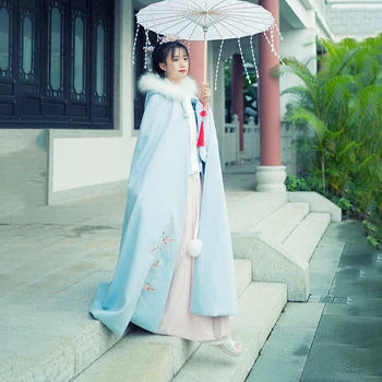 Čínske Tradičné Tang Dynastie Starovekého Princezná Plášť pre Ženy Výšivky Plášť Hanfu Kabát Vintage Víla s Kapucňou Plášte