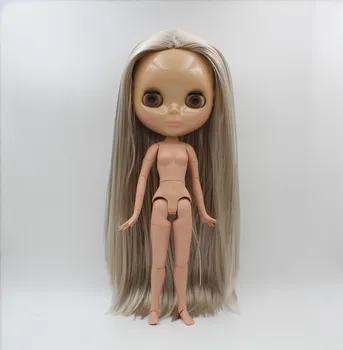 Blygirl,Blyth bábiku,Striebro rovné vlasy, nahé bábiku, 1/6 tela, Pálením pokožky,19 spoločného orgánu, môžu byť použité na šaty a make-up jej