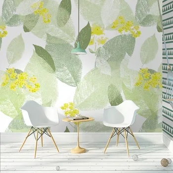 Tuya Umenie Svetlo zelenej listovej plochy na Obývacia izba, spálňa nástennú maľbu, Tapety, 3D Pozadie pracovnej Plochy Tapety domova