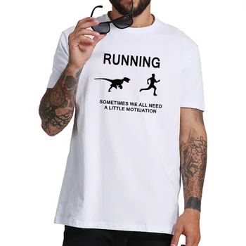 Bežecká Motivácia T Shirt Zábavné Dinosaura Fitness T-shirt Mužov Bavlna Pohodlné Tričko Black White Posádky Krku Topy EÚ Veľkosť