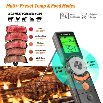 AidMax Mini6 Vodotesný Digitálny Kuchyne Potravín Teplomery S Skladacia Nehrdzavejúcej Ocele Sondy