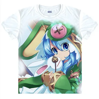 DÁTUM ŽIVÉ T-shirts Anime Yoshino Cosplay Vytlačené T Shirt Tokisaki Kurumi Krátky Rukáv Tees Yatogami Tohka Letné Topy
