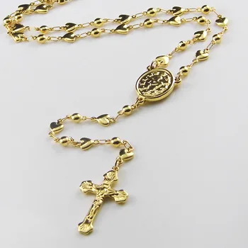 Móda Ženy Muži Maria Kríž Náhrdelník z Nehrdzavejúcej Ocele Márie Panny, Ježišu Zlatý Prívesok Náhrdelník Pulseras Šperky