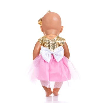 Nové Headdress + Šaty Oblečenie vhodné 17 palcové 43 cm Bábiky Oblečenie Narodil Baby Doll Oblečenie Šaty Pre Dieťa Narodeniny Festival Darček