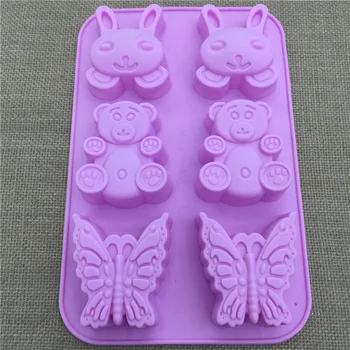 Medveď Bunny Motýľ Tvar Silikónové 3D Formy Riad Jedáleň, Bar Non-Stick Cake Zdobenie Fondant Mydlo Formy E036