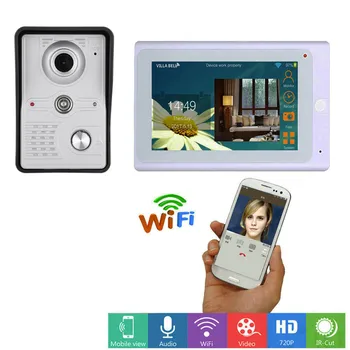 7 Palcový Bezdrôtový WiFi Smart IP Video Dvere, Telefón, Intercom Systém s 1x1200TVL Káblové Zvonček Kamery,Podpora Remote unlock