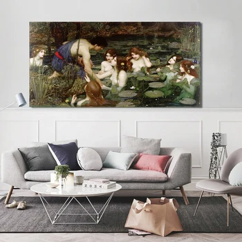 Citon William Waterhouse《Hylas a Nymfy》Plátno olejomaľba Umelecké dielo, Obraz Moderné Steny Výzdoba Domov Obývacej miestnosti Dekorácie