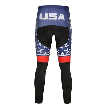 Pro Team Cyklistické Vlajku USA Star Dlhý Rukáv Uniformy Nastaviť Ropa Ciclismo Jersey MTB Bike Košele Pad Nohavice Nastaviť Cyklistické Oblečenie šaty