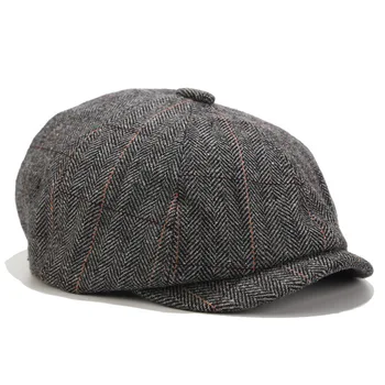 Beret pánske British vintage tweed spp jesenné a zimné nové osemhranné klobúk ženské vonkajšie voľný čas maliar Klobúk Príliv francúzsky beret