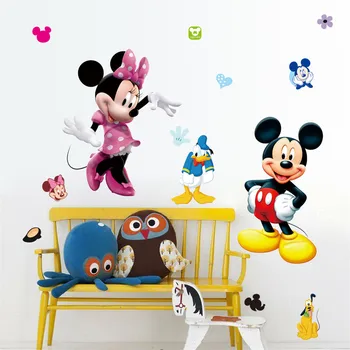 Mickey Mouse Samolepky na Stenu Dekoratívnych Deti Chlapci Dievčatá DIY Stenu Spálne Dekor Odtlačkový Home Art Nástenné Tapety Výška Nálepky nástenná maľba