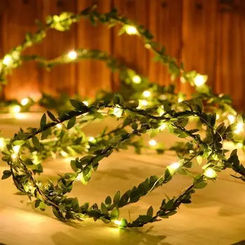 LED Reťazec Viniča Zelenej Listovej LED 20leds 30leds 50leds 100leds Svetlá String Domov Narodeniny Garland Vianočný Strom Dekorácie Svetla