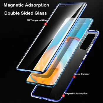 Pre Samsung Galaxy A91 A81 A71 A51 Magnetické telefón Prípade Magnet Adsorpcie puzdro Pre Galaxy A41 A11 A21 Predný a Zadný Sklenený Kryt