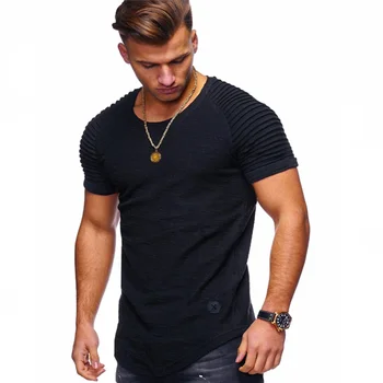 2020 Nové Módne jednofarebné pánske T Shirt Mens Krátke Rukávy Prúžok Násobne Slim Fit Lumbálna Bežné tee tričko muž Topy Tees M-3XL