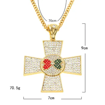 Gotický Kríž Červená Čierna Srdce Cross Prívesok Vintage Náhrdelník Zlatý Tón Crystal Trendy Kríž Mens Kúzlo Náhrdelník S Príveskom