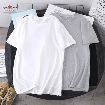 Bavlna T-jednofarebné Tričko Krátky Rukáv pre Ženy Voľné Mäkké Základné T-Shirt Príležitostné O-krku Lete Lumbálna Tees Topy, Unisex Oblečenie