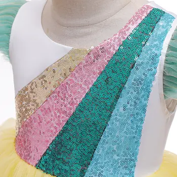 Kawaii Colorblock Prehrabať Spp Rukáv maturitné Šaty, Deti 3-11 Rokov Formálne Tylu Sequin Načechraný Vrstvený Masquered Šaty Dievčatá