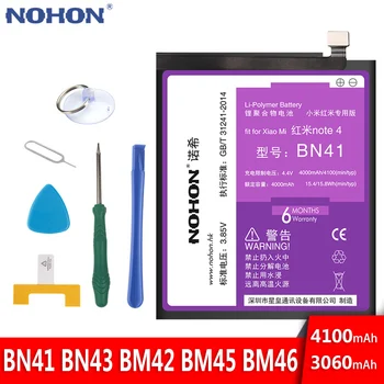 NOHON Batérie Pre Xiao Redmi Poznámka 2 3 4 4X 5 BN41 BN43 BN45 BM45 BM46 Výmeny Mobilného Telefónu, Batérie Skutočná Kapacita Bateria